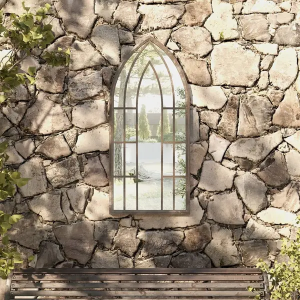 Gossi oglinda de gradina, nisipiu, 100x45 cm, fier uz exterior