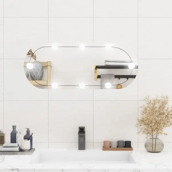 Gossi oglinda de perete cu lumini led 30x70 cm oval sticla