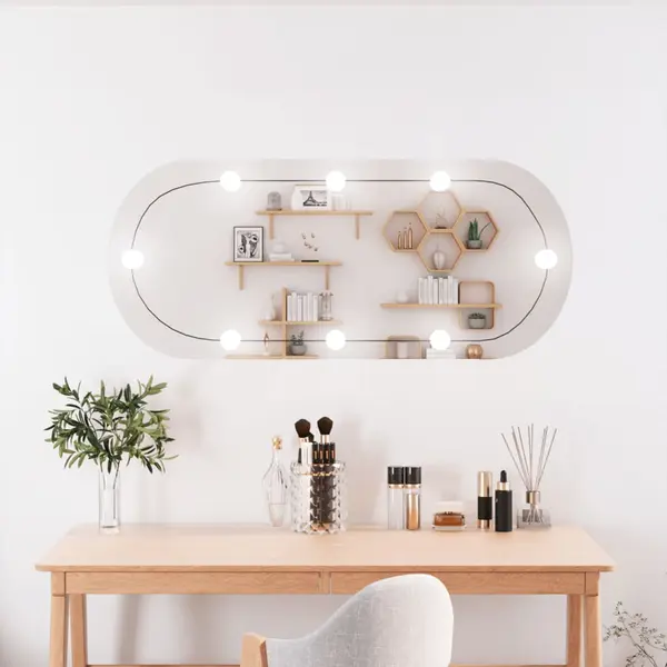 Gossi oglinda de perete cu lumini led 40x90 cm oval sticla