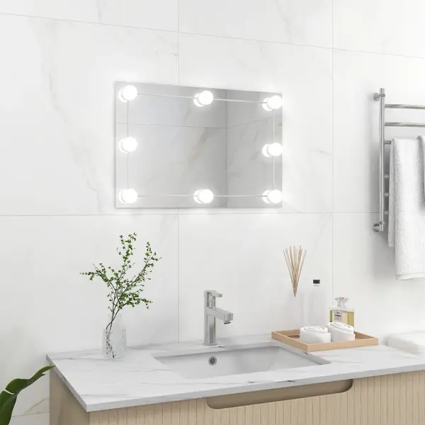 Gossi oglinda de perete cu lumini led, sticla, dreptunghiulara