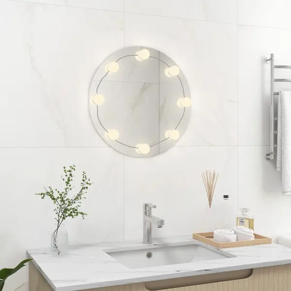 Gossi oglinda de perete cu lumini led, sticla, rotunda
