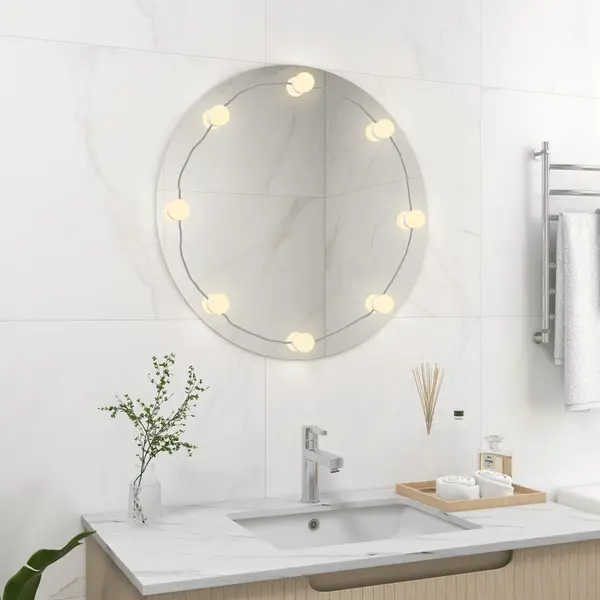 Gossi oglinda de perete cu lumini led, sticla, rotunda