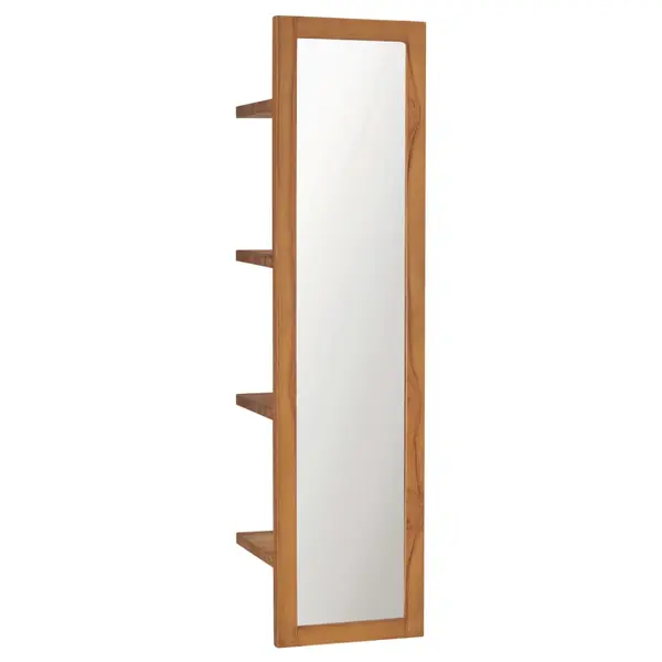 Gossi oglinda de perete cu rafturi, 30x30x120 cm, lemn masiv de tec