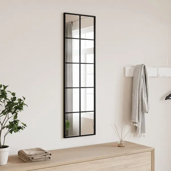 Gossi oglinda de perete, negru, 30x100 cm, dreptunghiulara, fier