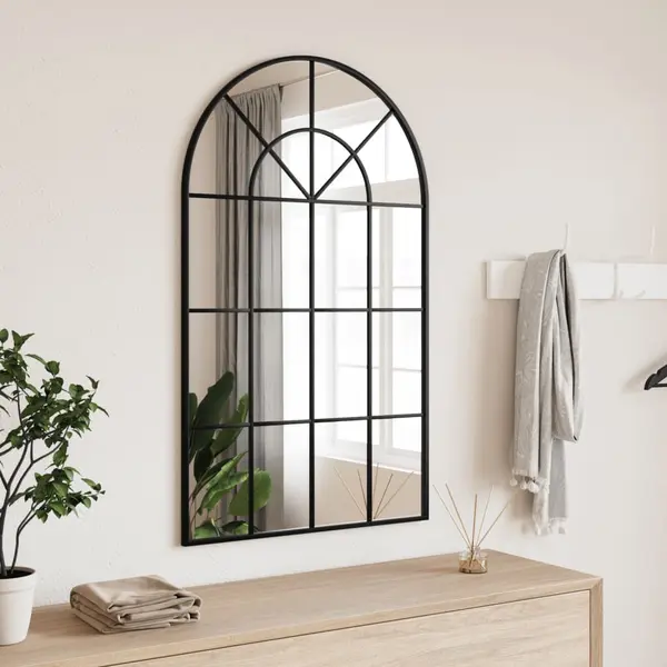 Gossi oglinda de perete, negru, 60x100 cm, arcuita, fier