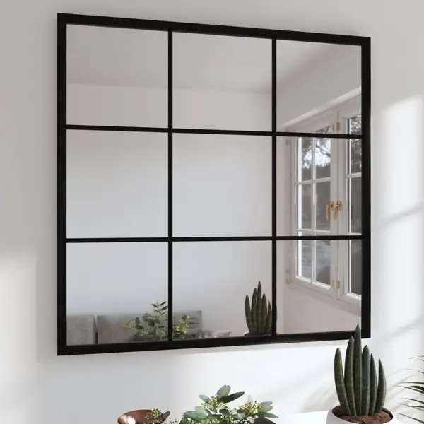 Gossi oglinda de perete, negru, 60x60 cm, metal