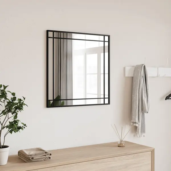 Gossi oglinda de perete, negru, 60x60 cm, patrata, fier