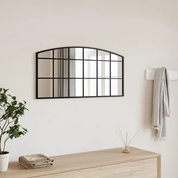 Gossi oglinda de perete, negru, 80x40 cm, arcuita, fier