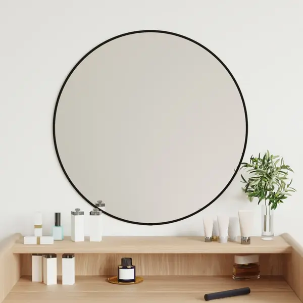 Gossi oglinda de perete rotunda, negru, Ø 60 cm