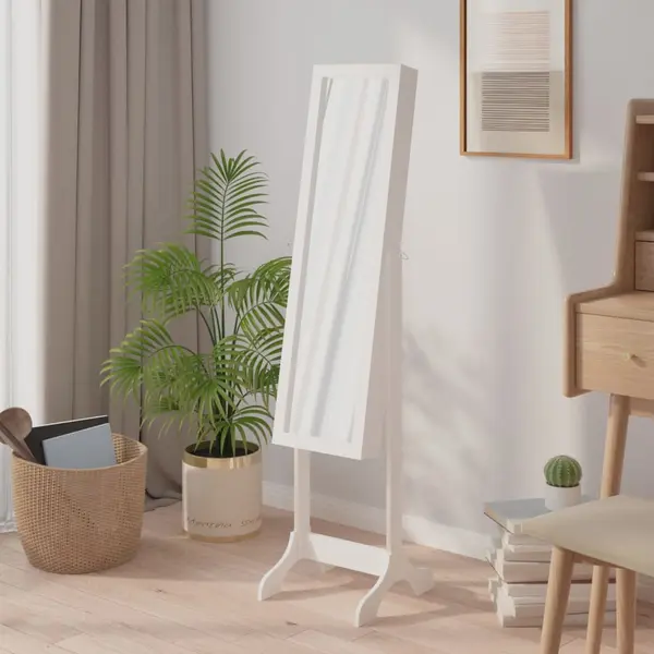 Gossi oglinda de sine statatoare, alb, 34x37x146 cm