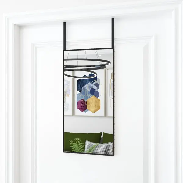 Gossi oglinda pentru usa, negru, 30x60 cm, sticla si aluminiu