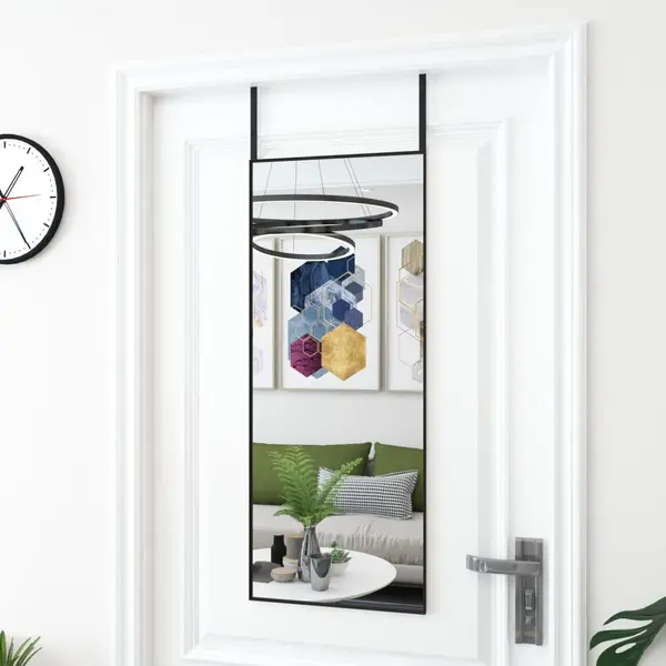 Gossi oglinda pentru usa, negru, 40x100 cm, sticla si aluminiu