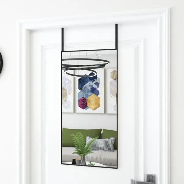 Gossi oglinda pentru usa, negru, 40x80 cm, sticla si aluminiu