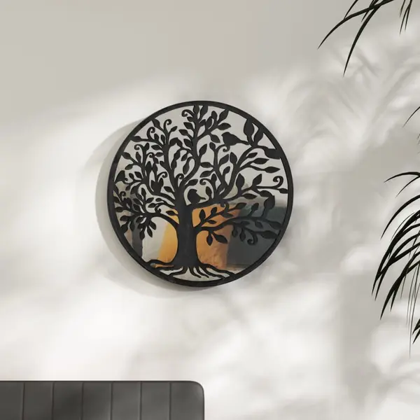 Gossi oglinda rotunda,negru,40x2,5 cm,fier, utilizare in interior