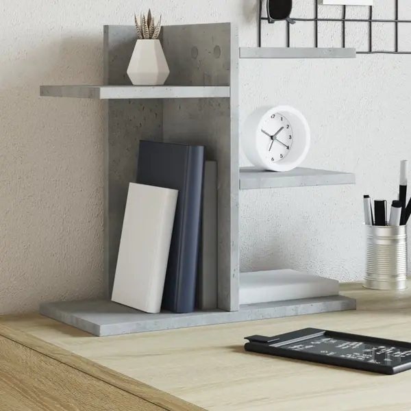 Gossi organizator birou, gri beton, 42x21,5x42 cm lemn prelucrat