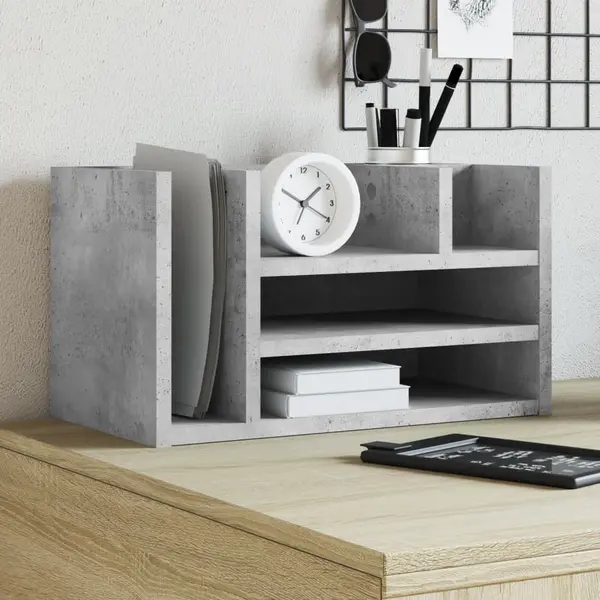 Gossi organizator birou, gri beton, 44,5x24x25 cm lemn prelucrat