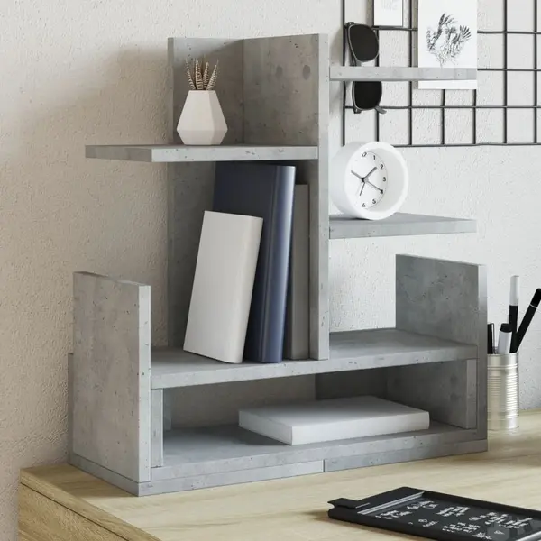 Gossi organizator birou, gri beton, 49x20x52,5 cm lemn prelucrat