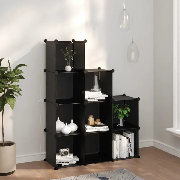 Gossi organizator cub de depozitare, 9 cuburi, negru, pp