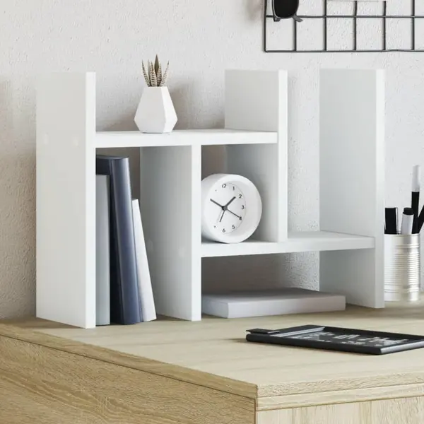 Gossi organizator de birou, alb, 34,5x15,5x35,5 cm, lemn prelucrat