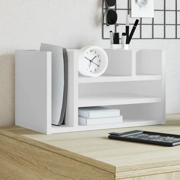 Gossi organizator de birou, alb, 44,5x24x25 cm, lemn prelucrat