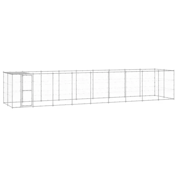 Gossi padoc caini de exterior cu acoperis, 21,78 m2, otel galvanizat