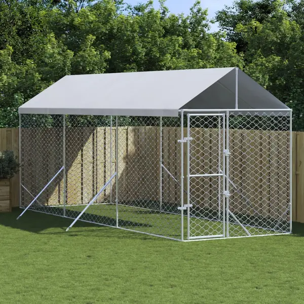 Gossi padoc de exterior cu acoperis argintiu 2x6x2,5m otel galvanizat