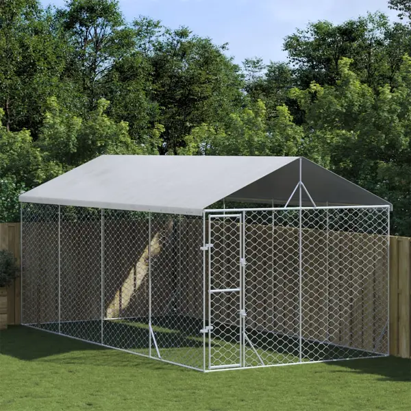 Gossi padoc de exterior cu acoperis argintiu 3x6x2,5m otel galvanizat