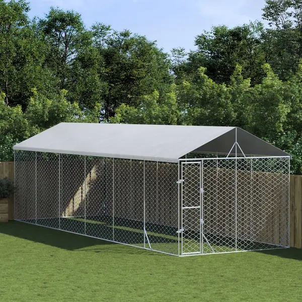 Gossi padoc de exterior cu acoperis argintiu 3x9x2,5m otel galvanizat