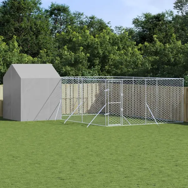 Gossi padoc de exterior cu acoperis argintiu 6x6x2,5m otel galvanizat