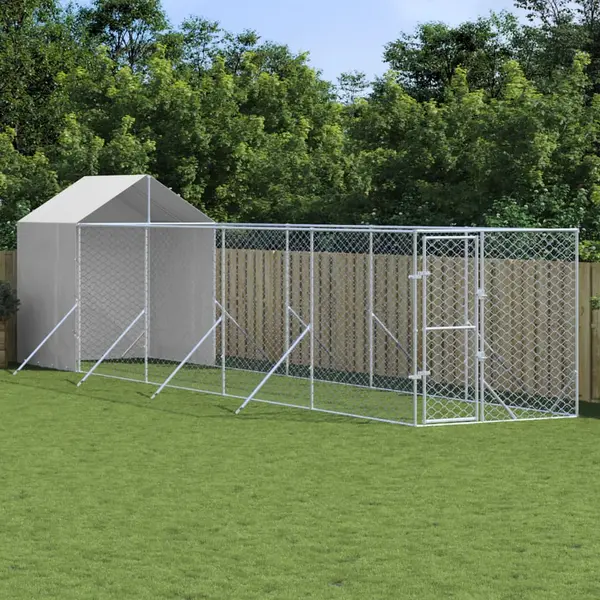 Gossi padoc exterior cu acoperis argintiu 2x10x2,5 m otel galvanizat
