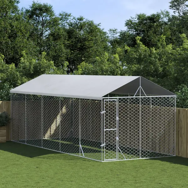 Gossi padoc exterior cu acoperis argintiu 3x7,5x2,5 m otel galvanizat