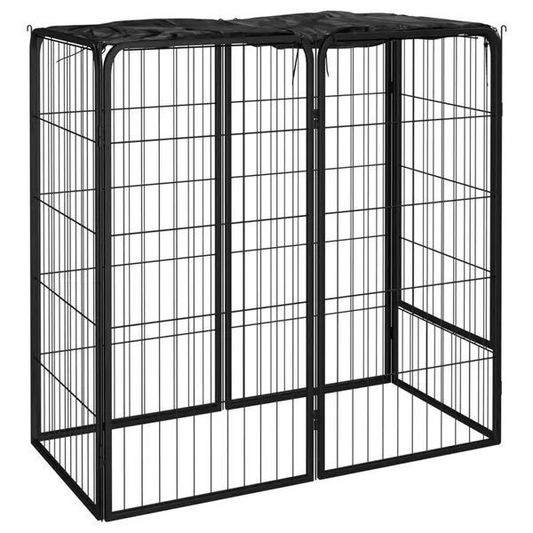 Gossi padoc pentru caini cu 6 panouri, negru, 50x100 cm, otel
