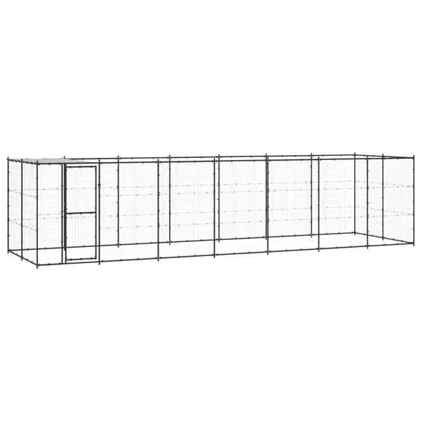 Gossi padoc pentru caini de exterior cu acoperis, 16,94 m2, otel