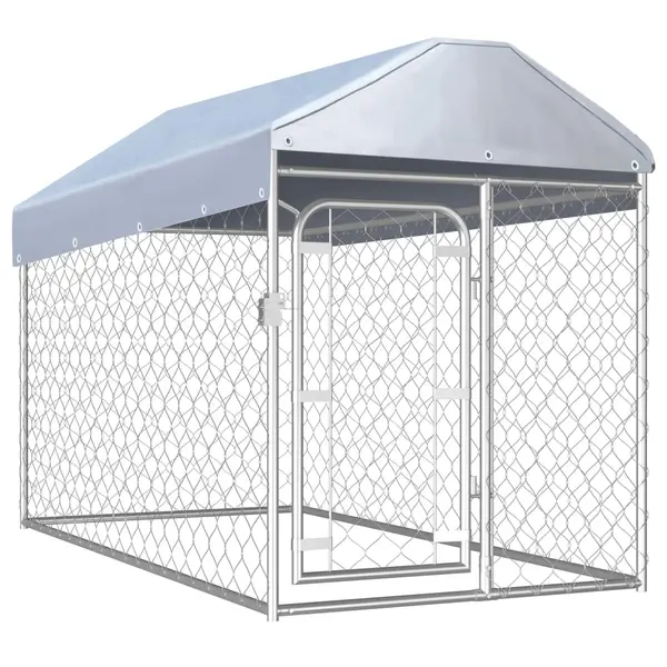 Gossi padoc pentru caini de exterior cu acoperis, 200 x 100 x 125 cm