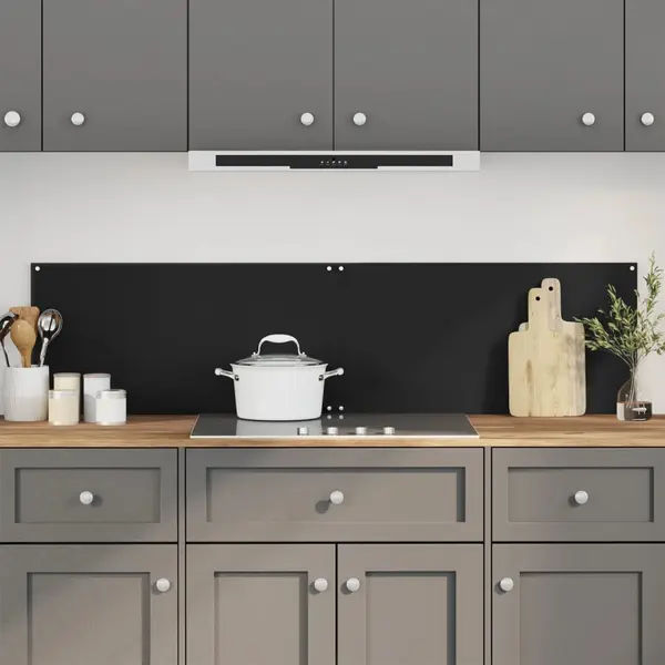 Gossi panou antistropi bucatarie 2 buc. negru 80x40cm sticla securiz.