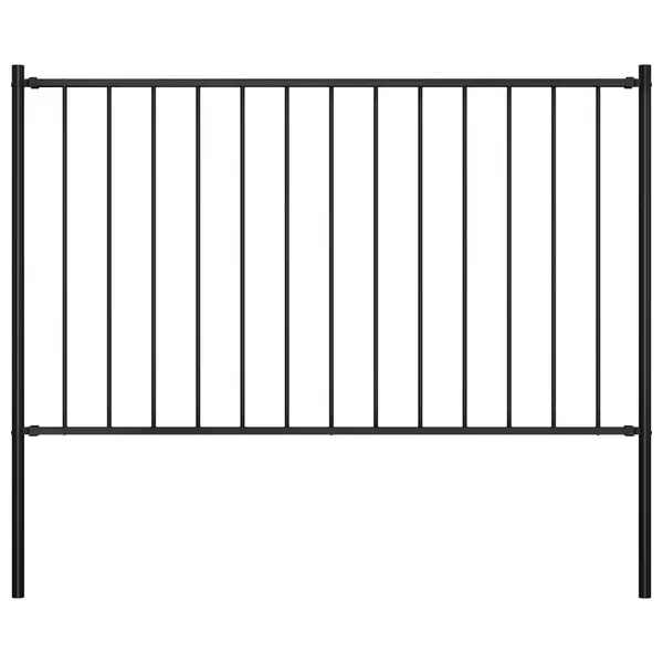Gossi panou de gard cu stalpi, negru, 1,7 x 0,75 m, otel