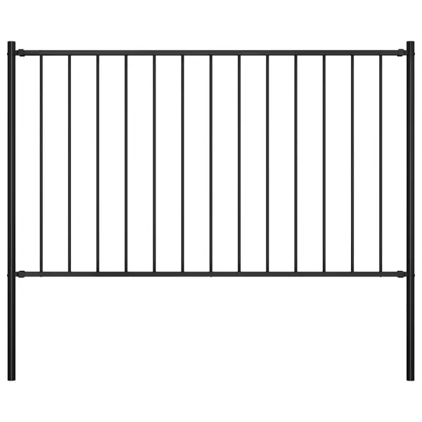 Gossi panou de gard cu stalpi, negru, 1,7 x 1 m, otel