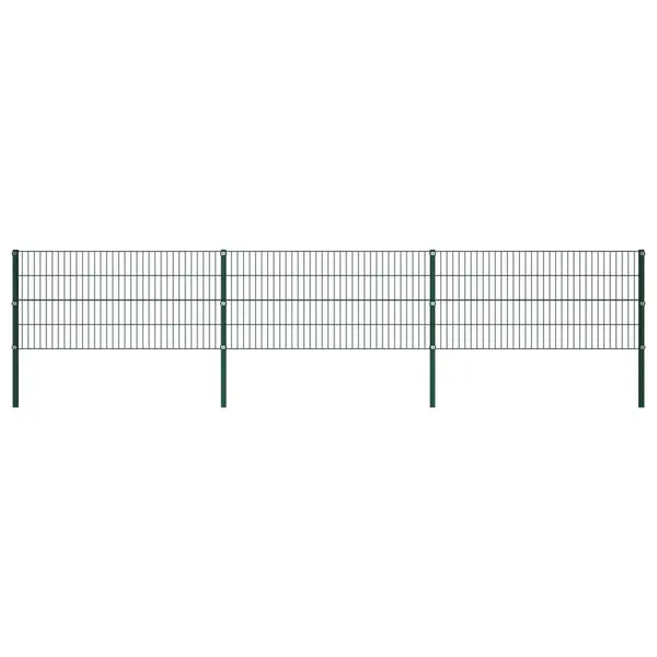 Gossi panou de gard cu stalpi, verde, 5,1 m, fier
