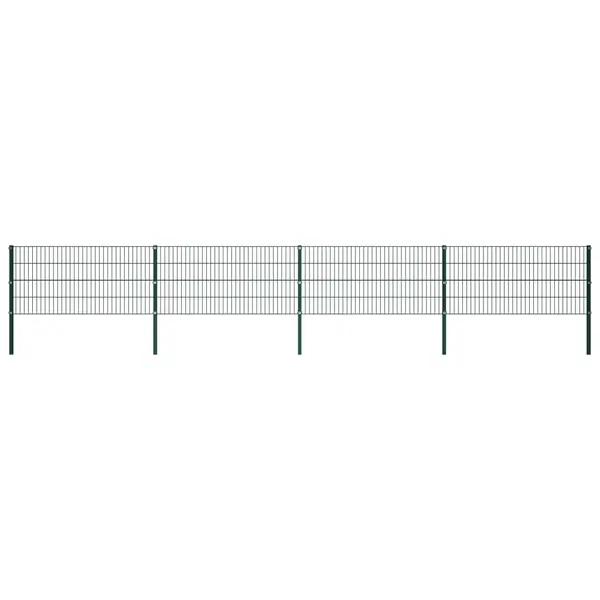 Gossi panou de gard cu stalpi, verde, 6,8 m, fier