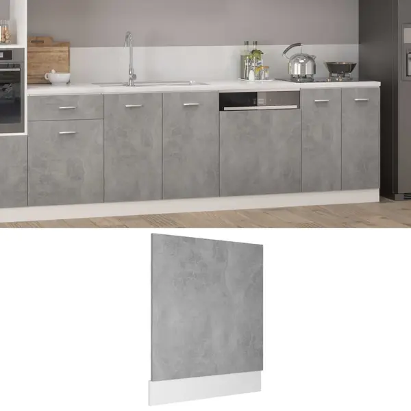 Gossi panou frontal masina spalat vase, gri beton, 59,5x3x67 cm lemn
