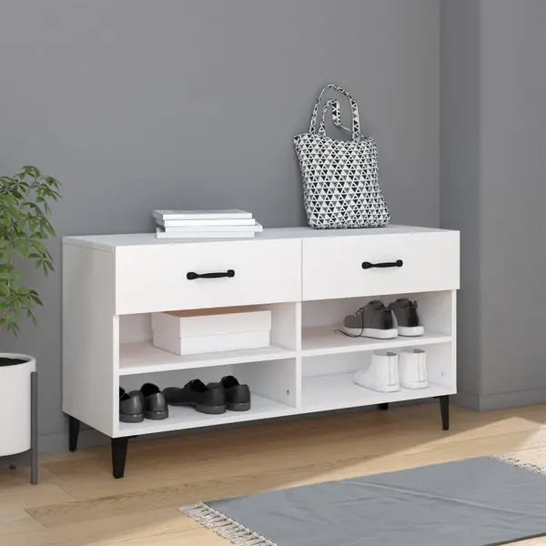 Gossi pantofar, alb, 102x35x55 cm, lemn compozit