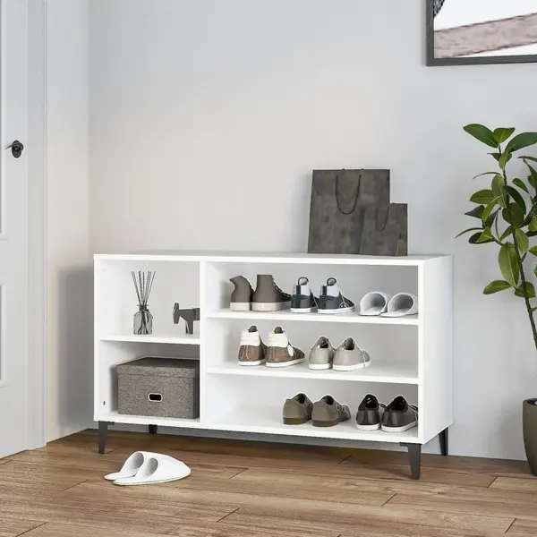 Gossi pantofar, alb, 102x36x60 cm, lemn compozit