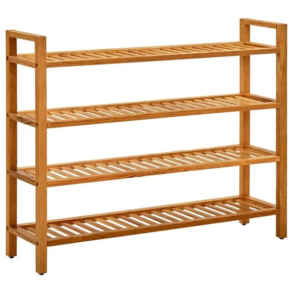 Gossi pantofar cu 4 rafturi, 100x27x80 cm, lemn masiv de stejar