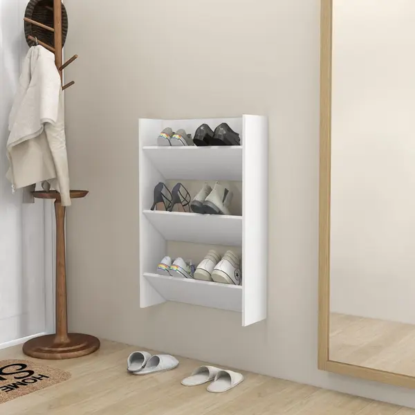 Gossi pantofar de perete, alb, 60x18x90 cm, pal