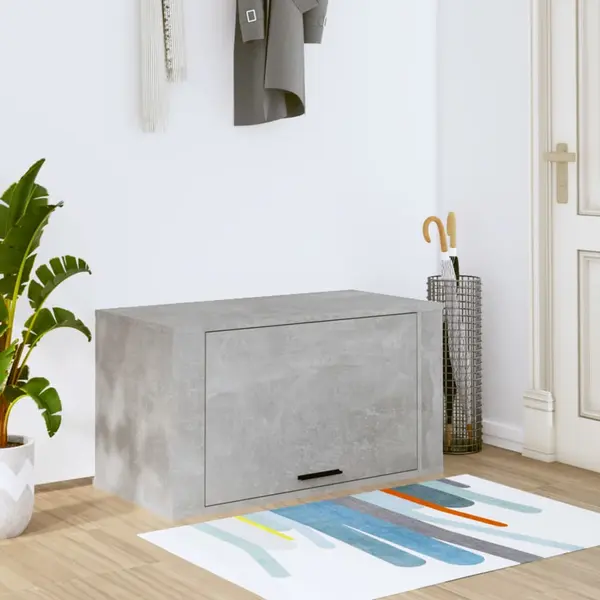 Gossi pantofar de perete, gri beton, 70x35x38 cm, lemn prelucrat