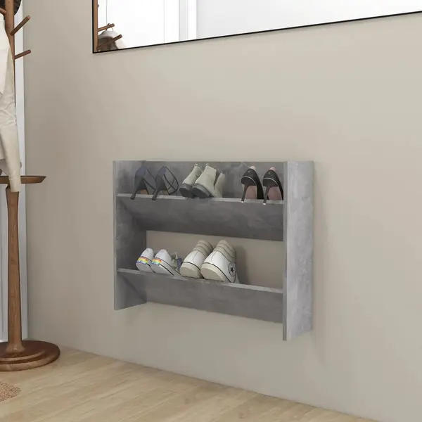 Gossi pantofar de perete, gri beton, 80x18x60 cm, pal
