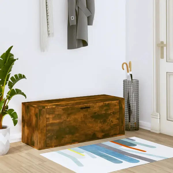 Gossi pantofar de perete, stejar fumuriu, 100x35x38 cm lemn prelucrat
