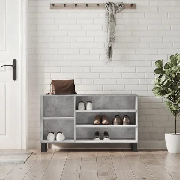 Gossi pantofar, gri beton, 102x36x60 cm, lemn prelucrat