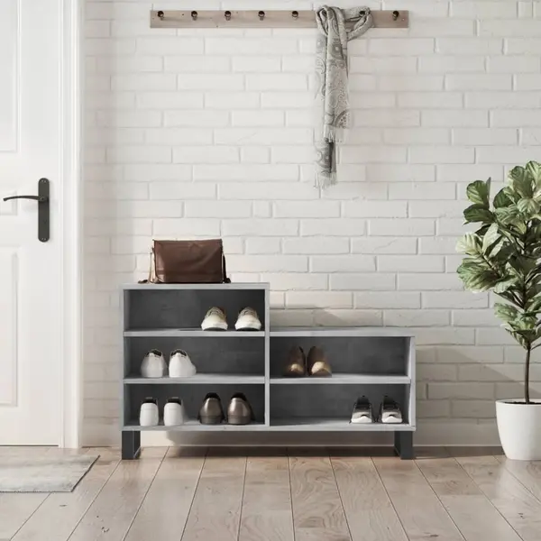 Gossi pantofar, gri beton, 102x36x60 cm, lemn prelucrat