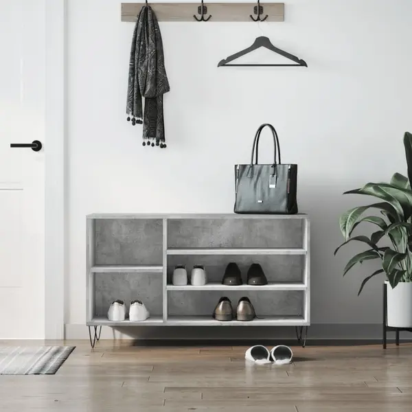 Gossi pantofar, gri beton, 102x36x60 cm, lemn prelucrat